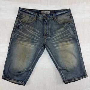 Akoo Brand Distressed Sandwash Men's Jean Shorts Sz 36 Streetwear Y2K Grunge